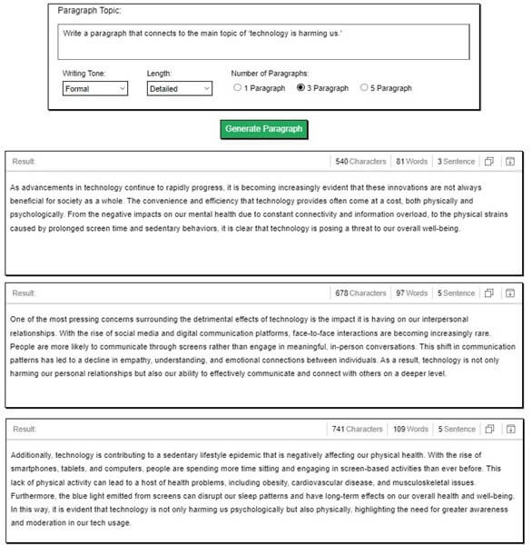 using transition words in paragraph writing