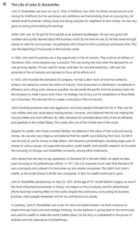 Long Story response from ChatGPT-4o