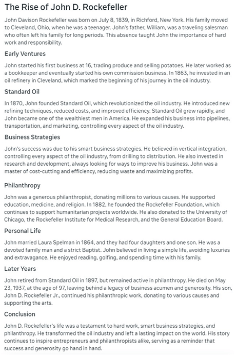 Long Story response from Meta AI