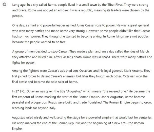 ChatGPT-4o Short Story response