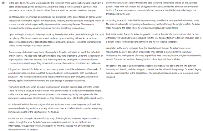 Mature Story response from ChatGPT-4o