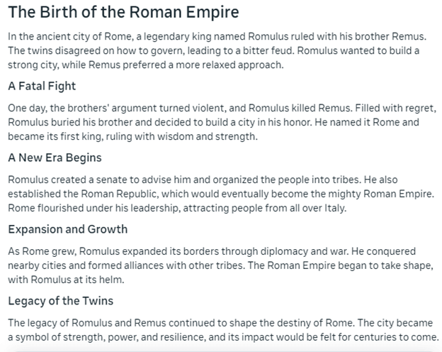 Meta AI Short Story response