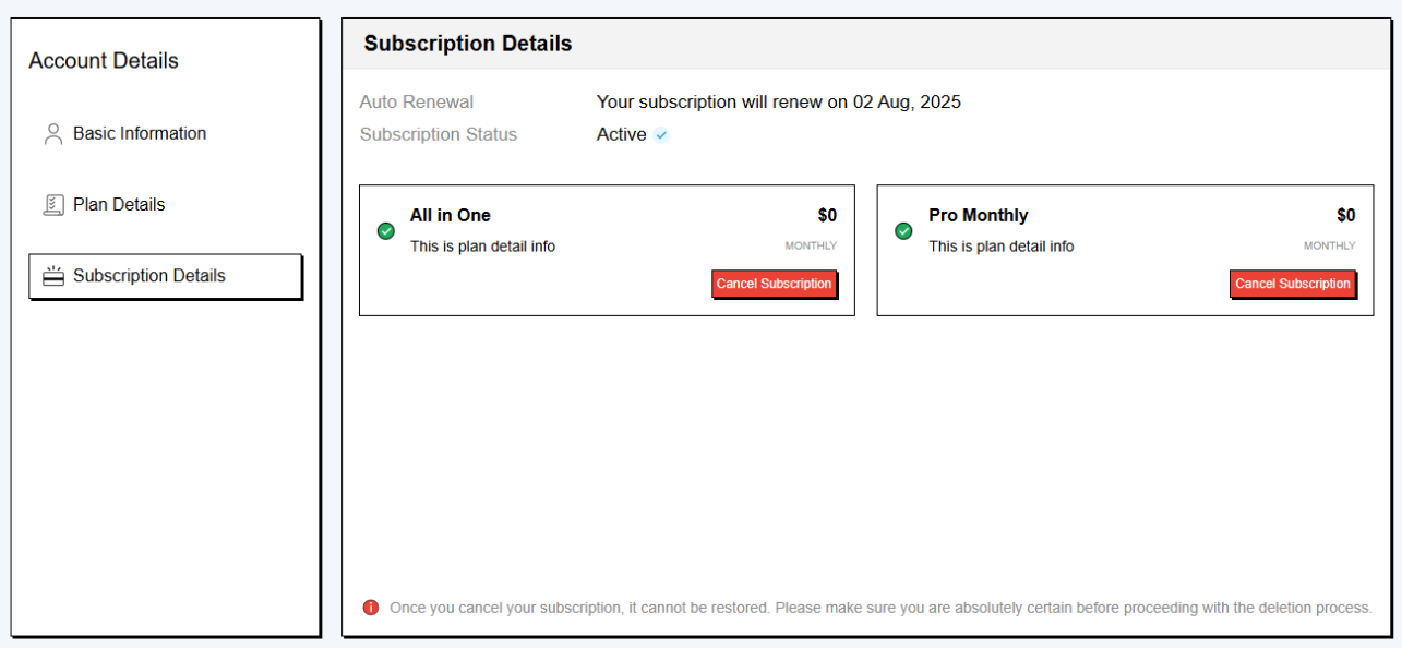 cancel subscription