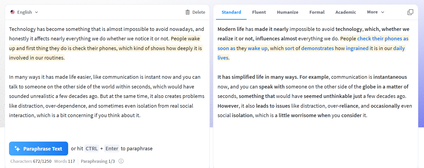 LT paraphrasing tool