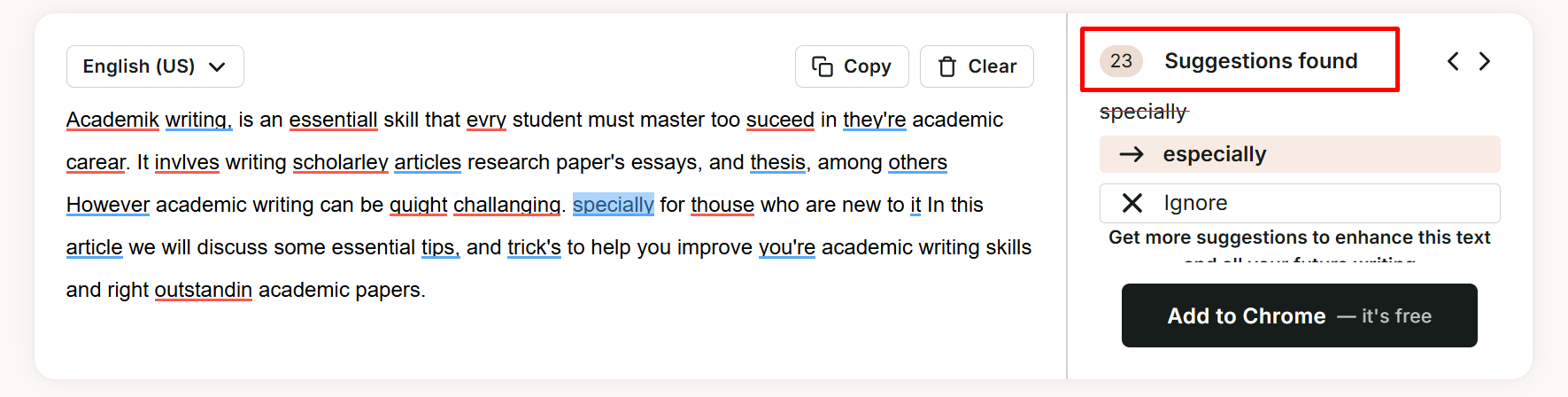 PWA Grammar checker